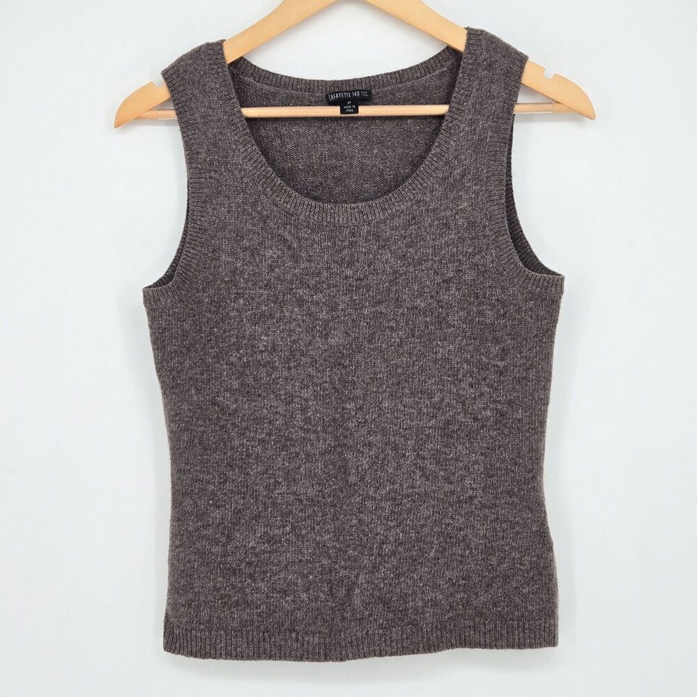 lafayette‎ 148 Alpaca/Wool Blend Womens P Sweater Tank Sleeveless Brown Luxury